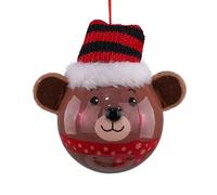 Stilé Palline di Natale con Personaggi Natalizi e Luce LED, Decorazioni in Plastica Resistenti per Albero di Natale, Idee Regalo Uniche per una Magica Atmosfera Festiva (Orsacchiotto, 8 CM)