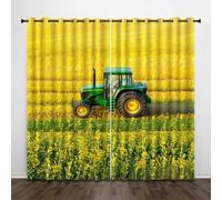Stile Pastorale 3D Tende da 2 Pannelli Ombreggiatura 140L x 300A CM Golden Field Green Tractor Poliestere Isolamento Termico Tenda per Finestra per Camera da Ietto Soggiorno Cucina Sala Giochi