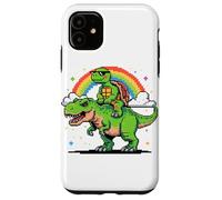 Stile Pixel Arte Tartaruga T-Rex Tirannosauro Grafica 8 Bit Custodia per iPhone 11