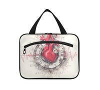 Stile punk rosso cuore umano appeso borse cosmetiche per le donne viaggio con gancio, designer chic articoli da toeletta borsa per accessori da viaggio viaggio estuche para guardar maquillaje L