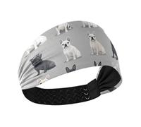 Stile realistico Dolce Bulldogdog francese grigio antiscivolo fascia assorbire il sudore fasce elastiche per la testa per le donne per uso quotidiano escursionismo yoga ciclismo