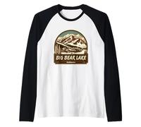 Stile retrò Big Bear Lake California all'aperto Maglia con Maniche Raglan