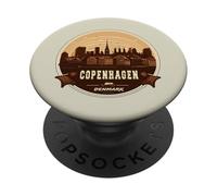 Stile retrò Copenaghen, Danimarca, skyline della città PopSockets PopGrip Adesivo