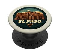 Stile retrò El Paso Texas, skyline della città di El Paso PopSockets PopGrip Adesivo