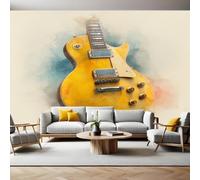 Stile Retrò Fotomurale da Parete 250 x 175 cm Musica chitarra gialla Carta da parati TNT Murale 3D Moderna Poster Gigante Design Carta per Pareti Soggiorno Camera de Letto Sala Ufficio