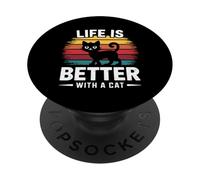 Stile retrò per gli amanti dei gatti PopSockets PopGrip Adesivo