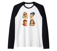 Stile retrò Pop Art Illustrazione Donna Donna Maglia con Maniche Raglan