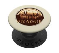 Stile retrò Praga, Repubblica Ceca skyline della città PopSockets PopGrip Adesivo