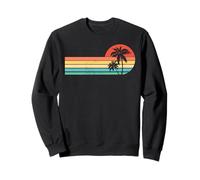Stile retrò tropicale vintage tramonto spiaggia palma design Felpa