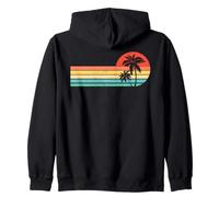 Stile retrò tropicale vintage tramonto spiaggia palma design Felpa con Cappuccio