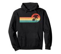 Stile retrò tropicale vintage tramonto spiaggia palma design Felpa con Cappuccio