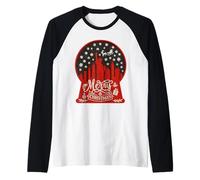 Stile ricamo, buon Natale, orizzonte di New York, nel globo Maglia con Maniche Raglan