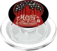Stile ricamo, buon Natale, orizzonte di New York, nel globo PopSockets PopGrip per MagSafe