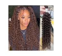 Stile Ricci e Bagnati Capelli umani castani alla rinfusa for intrecciare i capelli Remy Jerry Curly Boho Braids Extension for capelli alla rinfusa Uso quotidiano(1 Bundle 22 inch)