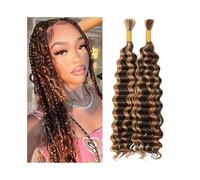 Stile Ricci e Bagnati Capelli umani intrecciati 14-30 pollici Highlight P4/27 Deep Wave Bulk Indian Hair Bundles for trecce Boho Uso quotidiano(26inches)