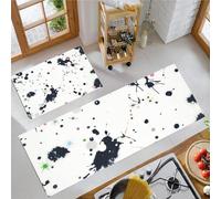 Stile Schizzo D'Inchiostro Set di 2 pezzi di tappeti da cucina antiscivolo, tappeti lavabili con Macchie Colorate, per cucina corridoio e soggiorno, 40x60cm+40x120cm, In Bianco E Nero