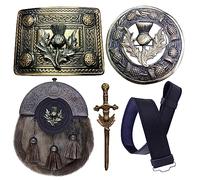 Stile scozzese per kilt Sporran celtico cantle antico, cintura da kilt con fibbia, spilla per kilt, spilla per kilt, vari stili in peltro massiccio nodo celtico, cintura per kilt in pelle tinta unita,