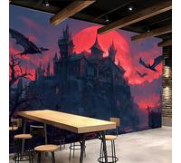 Stile Scuro Carta da Parati 300 x 256 CM, Luna Castello Pipistrelli Murale in Tessuto Non Tessuto, Opaco Spessa Poster Gigante, Impermeabile Wallpaper per Camera da Letto Soggiorno Cameretta
