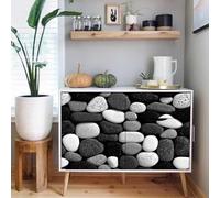 Stile Semplice Opaco Carta da Parati da Attaccare e Staccare 45X2000CM Nero Bianco Grigio Pietra Impermeabile Addensare Autoadesivo Decorativi Carta Adesiva Adatto per Diversi Scenari