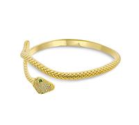 Bling Jewelry Stile Serpente Egiziano Occhio Verde Cz Cubic Zirconia Bypass Avvolgente Dichiarazione Serpente Bracciale Bangle Per Le Donne 18K Oro Giallo Placcato Ottone