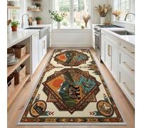 Stile tribale del sud-ovest americano Tappeto corridoio lavabile macchina | Tappeto cucina Orso e Lupo Tribale con retro in gomma antiscivolo, lungo tappeto per ingresso, camera da letto