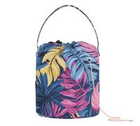 Stile tropicale Palma Foglie Rosa e Blu Sacchetto di Immagazzinaggio di Filati Portatile Organizzatore per Strumenti di Lavoro a Maglia Hilo de Crochet para tejer
