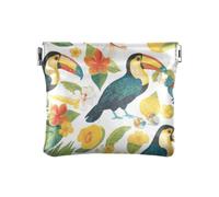 Stile tropicale verde Hornbill Moda PU Leather Change borsa conveniente borse cosmetiche per la borsa per gli uomini donne viaggio monedero Chico para monedas