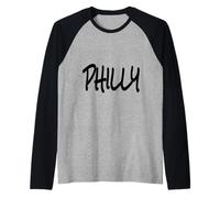 Stile Urbano Philly in Testo Nero Maglia con Maniche Raglan
