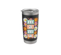 Stile vintage anni '70 con margherite Bicchiere termico in acciaio inox doppia parete