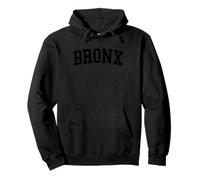 Stile Vintage Bronx NY Invecchiato Nero Varsity Felpa con Cappuccio