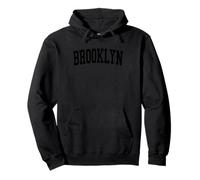 Stile Vintage Brooklyn NY Invecchiato Nero Varsity Felpa con Cappuccio