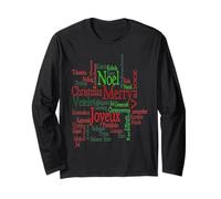 Stile Vintage Buon Natale Traduzione Word Pattern Maglia a Manica