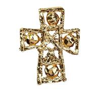 Stile vintage, croci traforate, spilla d'amore, rame, dorata, spilla da donna, camicette, giacche, sciarpe, accessori, minimalista ago d'oro, Taglia unica, come descritto