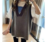 Stile Vintage Donna Maglia Gilet Preppy Scollo A V Maglione senza Maniche