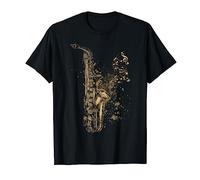 Stile Vintage Sassofono Con Note Musicali Sassofonista Maglietta