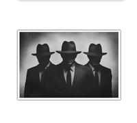 Stile Vintage Tela di canapa Arte della parete Uomo misterioso Stile silhouette Immagini astratte Stampe di opere d'arte Poster Pittura murale per l'arredamento dell'ufficio 75x115cm senza cornice