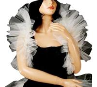 Stile vittoriano collare in tulle traspirante da clown per feste in maschera di Halloween e spettacoli teatrali Collare alla moda gotico vittoriano, bianco, Taglia unica