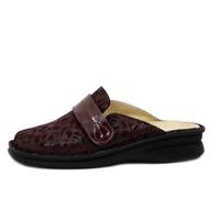 STILEDIVITA Pantofole Donna Linea Sanitaria in Pelle Bordeaux con Strap, Plantare Estraibile, Zeppa Bassa, Pianta Larga, 8714