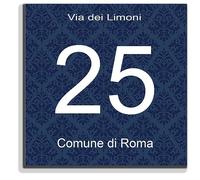 Stileitaliano numero civico moderno personalizzato esterno ed interno in alluminio targa moderna numeri civici (Blu damascato)