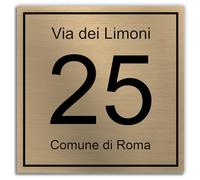 Stileitaliano numero civico moderno personalizzato esterno ed interno in alluminio targa moderna numeri civici (Oro spazzolato)