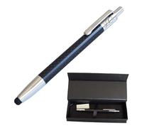 Stileitaliano Penna a sfera in Vera Fibra di Carbonio personalizzata a scatto refill blu punta touch con custodia elegante moderna (Fibra di Carbonio, Personalizzato)