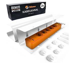 Stilemo Raccogli Cavi Scrivania - Canalina Passacavi sotto Scrivania Cable Management - Organizer Portacavi Ufficio - Nascondi Cavi sotto Tavolo - 2 Scatole Porta Cavi - Verniciatura a Polvere Bianco