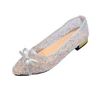 Stiletto casual da donna in tulle e pizzo con punta a punta fine e materiale mesh traspirante scarpe alla moda e leggere per uno stile romantico quotidiano, Argento290, 41 EU