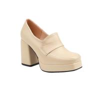 Stiletto da donna piccolo tacco Mary Jane a punta quadrata stile Y2K con piattaforma comfort scarpe Lolita scarpe con tacco alto spesso fibbia confortevole, beige, 43 EU