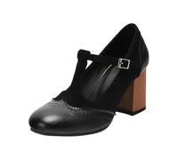 Stiletto Donna Classico Salomé Punta Chiusa Sandali Brogue con Flangia a T per Ufficio, Lavoro e Uso Quotidiano, Nero , 42 EU