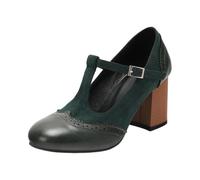 Stiletto Donna Classico Salomé Punta Chiusa Sandali Brogue con Flangia a T per Ufficio, Lavoro e Uso Quotidiano, verde, 41 EU
