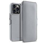 StilGut cover a libro compatibile con iPhone 13 Pro Max (6.7") custodia in pelle con chiusura clip, apribile, cover in pelle - Grigio nappa