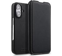 StilGut cover a libro compatibile con iPhone 16 custodia in pelle ultrasottile, apribile di 360 gradi, cover in pelle - Nero nappa