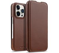 StilGut cover a libro compatibile con iPhone 16 Pro custodia in pelle ultrasottile, apribile di 360 gradi, cover in pelle - Cognac