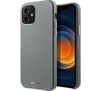 STILGUT Cover compatibile con iPhone 12 Mini Custodia in vera pelle, ultra sottile, colore: Grigio - Verde